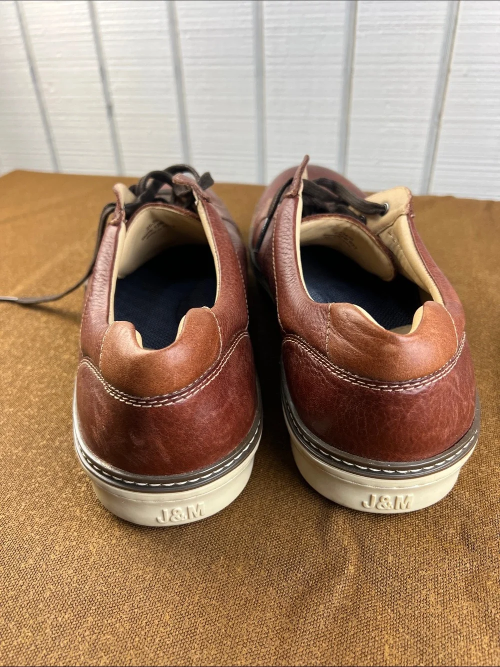 Johnston & Murphy Burgundy Leather Lace-Up Oxfords